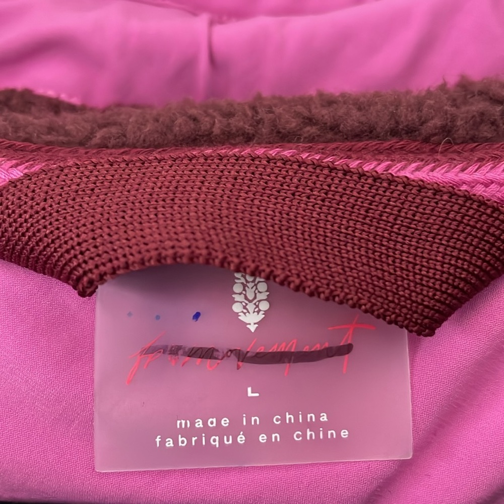 Free People Two-Tone Berry & Pink Hooded Fleece Jacket - Picture 7 of 9